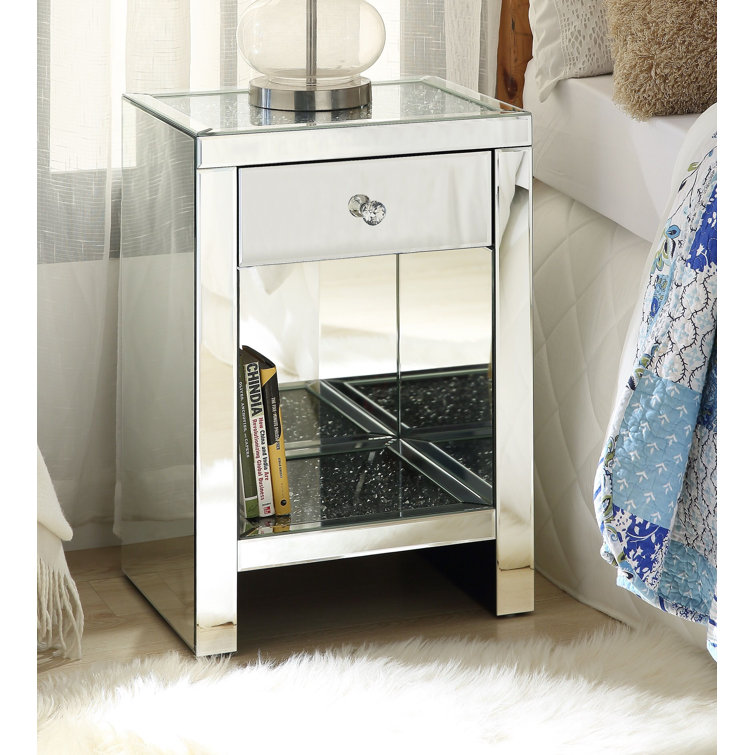 Rosdorf Park Maleah 1 Drawer Glass Nightstand in Clear Wayfair
